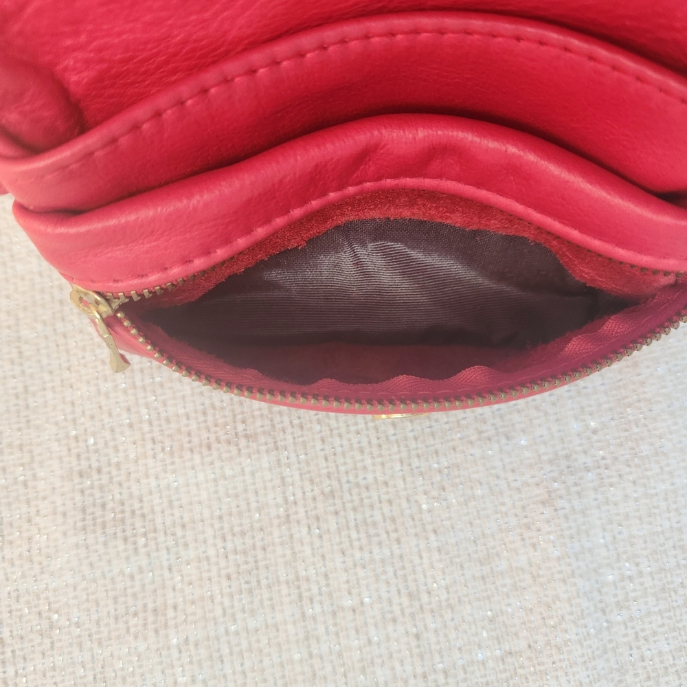 SOLD Red Leather Mini Small Crossbody Bag - Picture 9 of 16